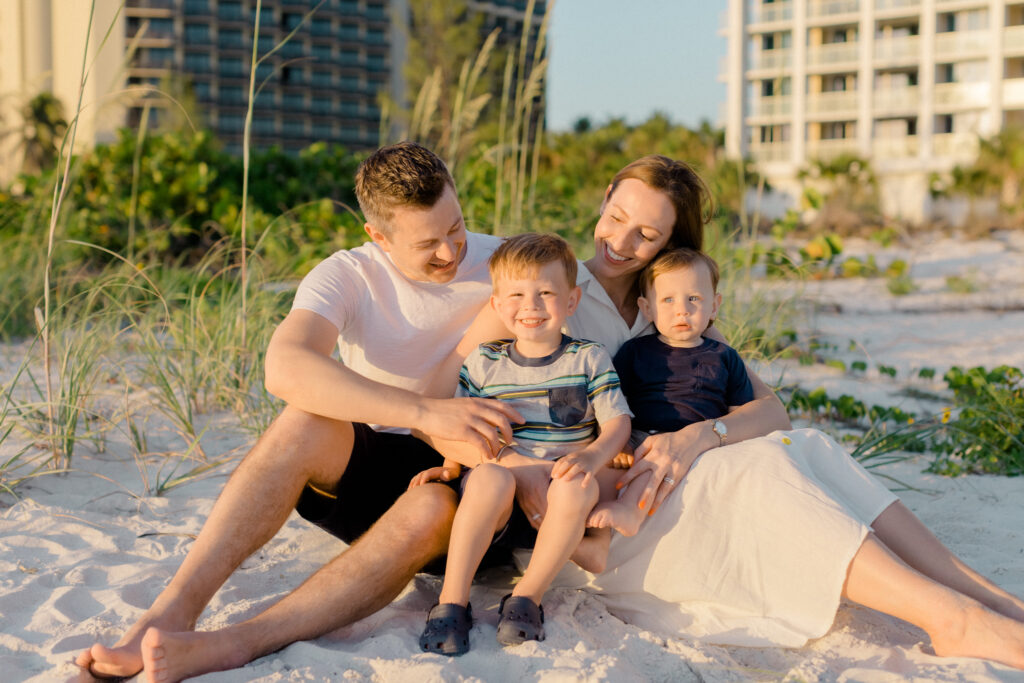 Family at Marco Island, Florida for a beach photoshoot.