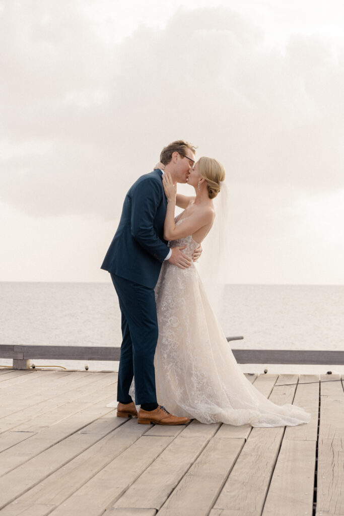 Bride and Groom kissing at their destination wedding.