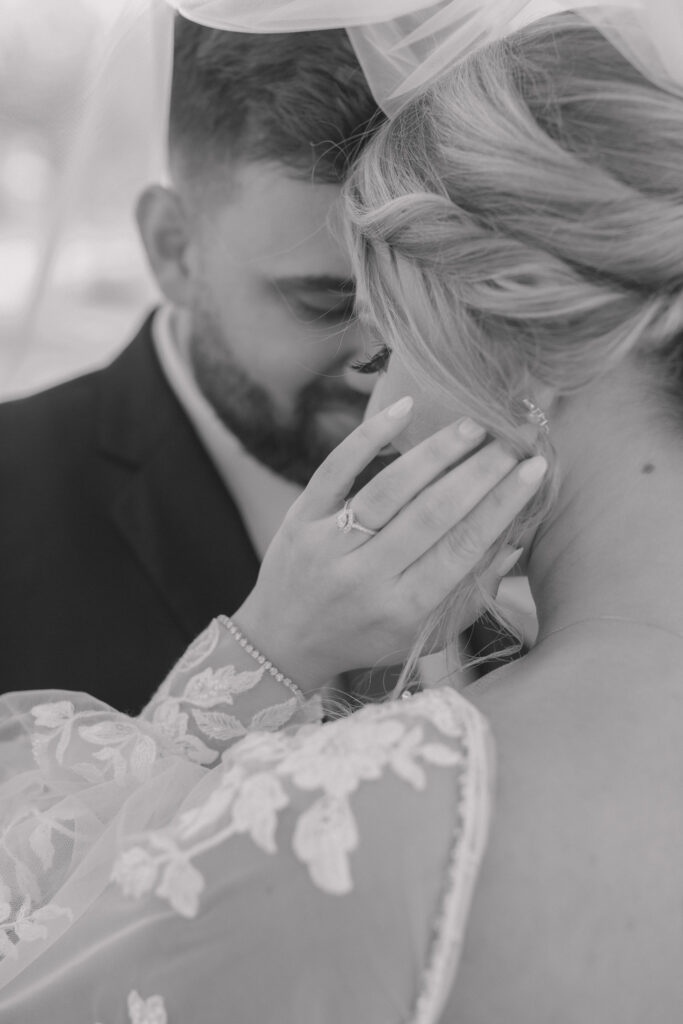 Bride and groom during intimate heritage bay gold and country club wedding