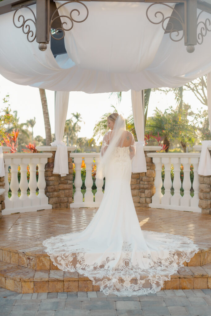 bride at the heritage bay country club gazebo 