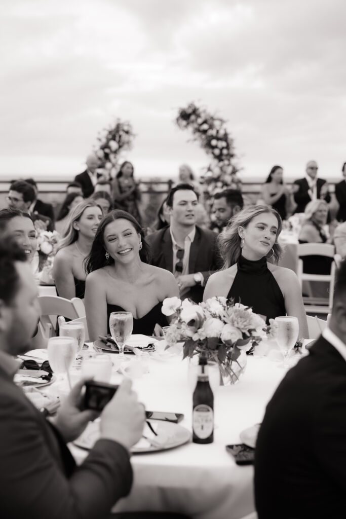 Guests enjoying intimate rooftop wedding in Tampa, FL.