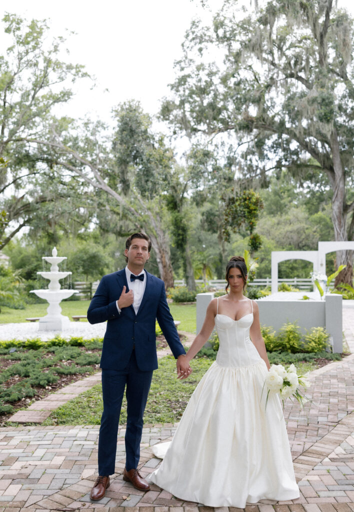 Florida destination wedding photographer capturing couple under golden light at Uliana Estate